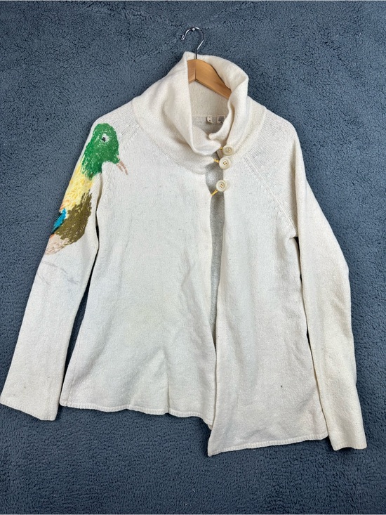Moth Sweaters - Moth Anthropologie Wool Angora Cashmere Duck Cardigan Sweater Cream Flaw